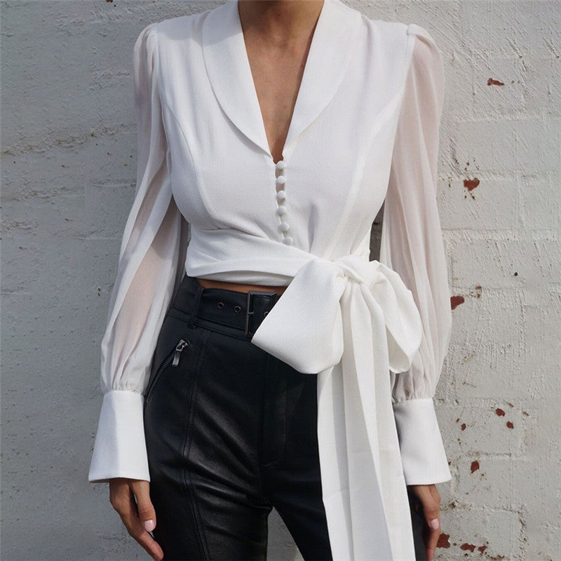 Women's Lantern Sleeve Blouse, T-Shirt, Formal Style