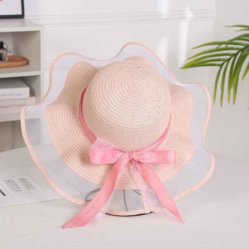 Elegant Ladies Mesh Straw Hat with Wide Brim