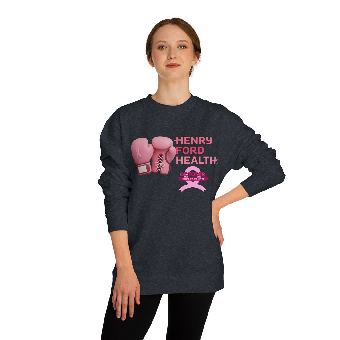 E.V.S breast cancer Unisex Crew Neck Sweatshirt for Cancer Awareness, Support Staff Apparel, Pink Ribbon Gear, October Fundraiser, Empowering Health Wear