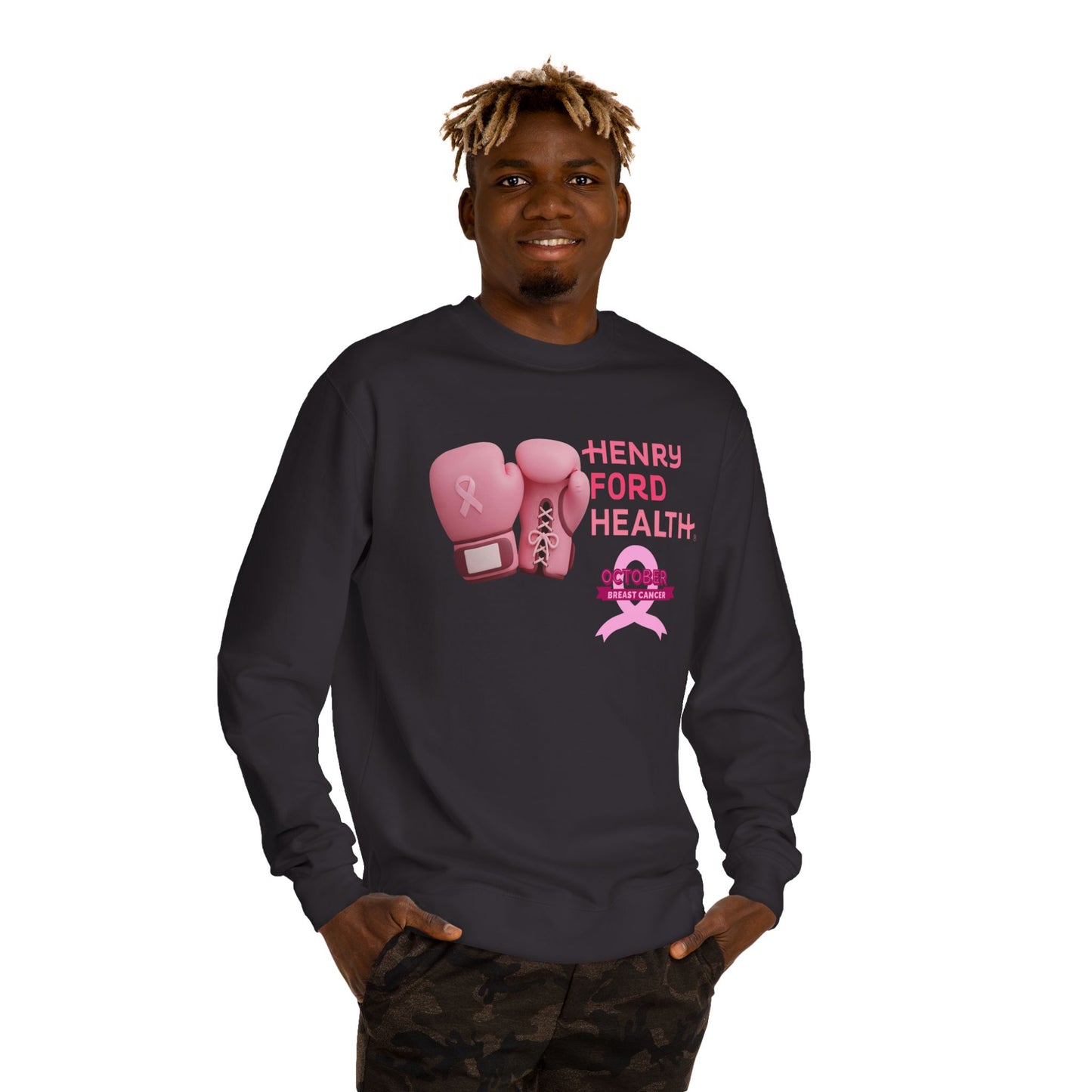 Vinetta Emergency department tech breast cancer Unisex Crew Neck Sweatshirt for Cancer Awareness, Support Staff Apparel, Pink Ribbon Gear, October Fundraiser, Empowering Health Wear