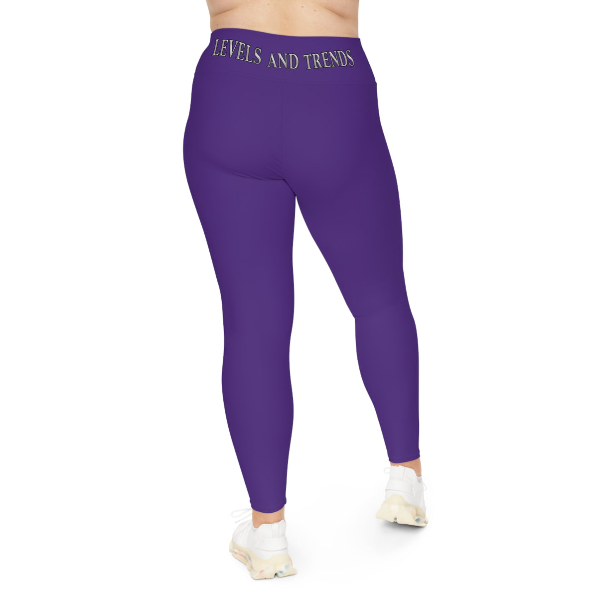 Plus Size Leggings —purple 'Levels and Trends' All-Over Print