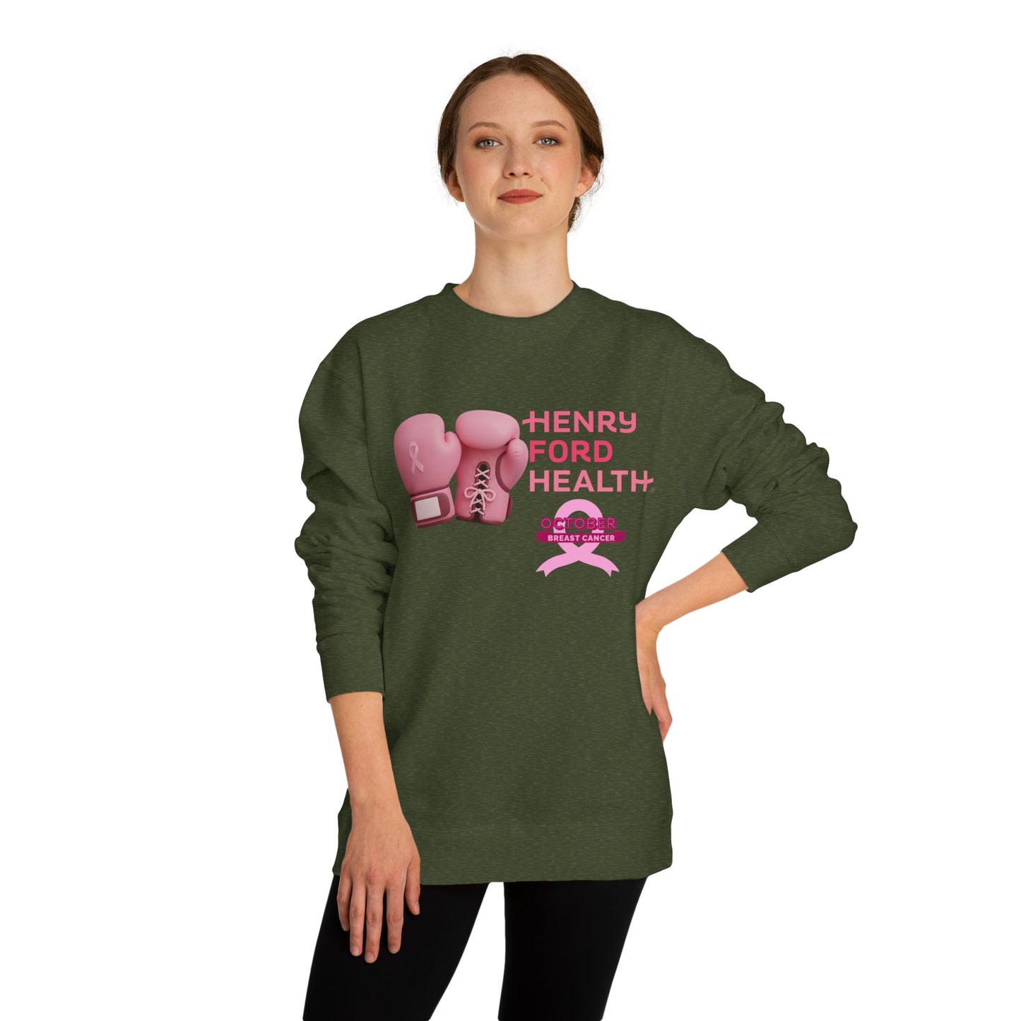 E.V.S breast cancer Unisex Crew Neck Sweatshirt for Cancer Awareness, Support Staff Apparel, Pink Ribbon Gear, October Fundraiser, Empowering Health Wear
