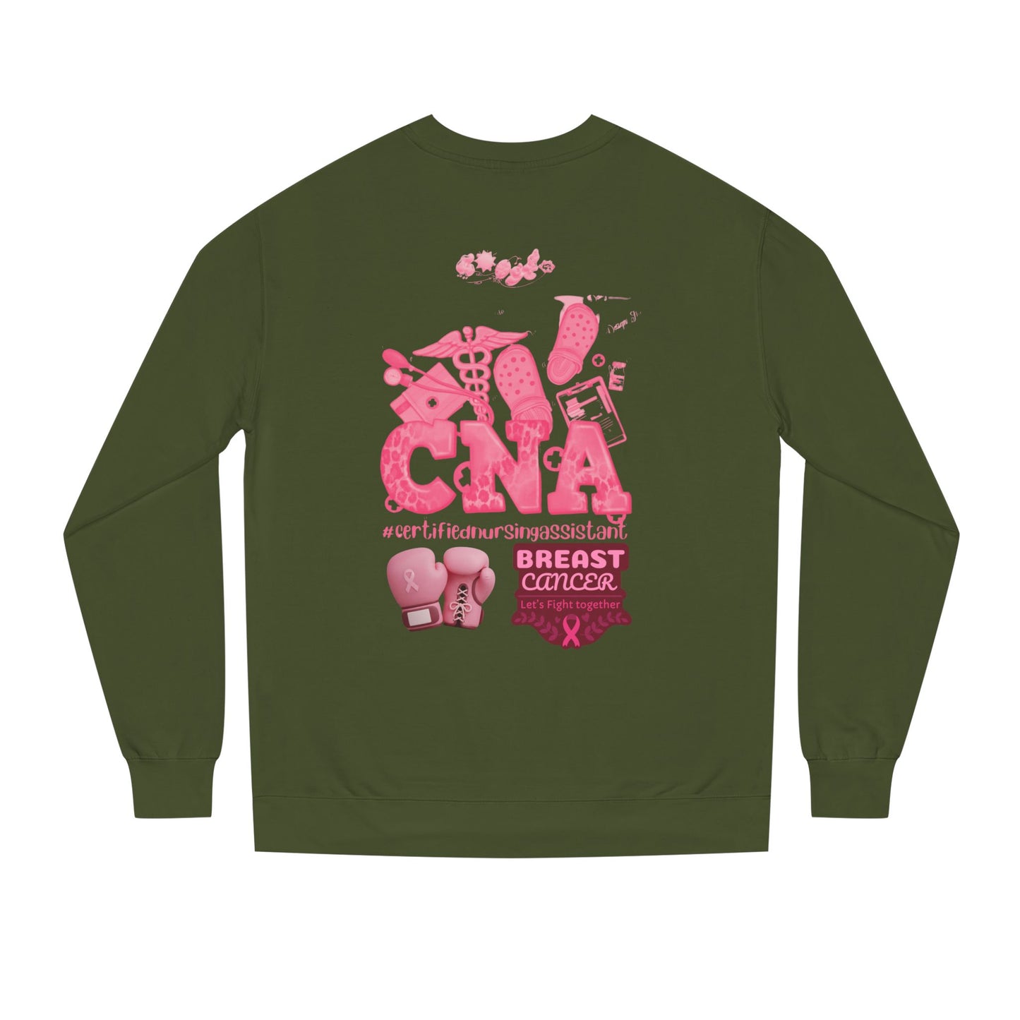 CNA’s breast cancer Unisex Crew Neck Sweatshirt for Cancer Awareness, Support Staff Apparel, Pink Ribbon Gear, October Fundraiser, Empowering Health Wear