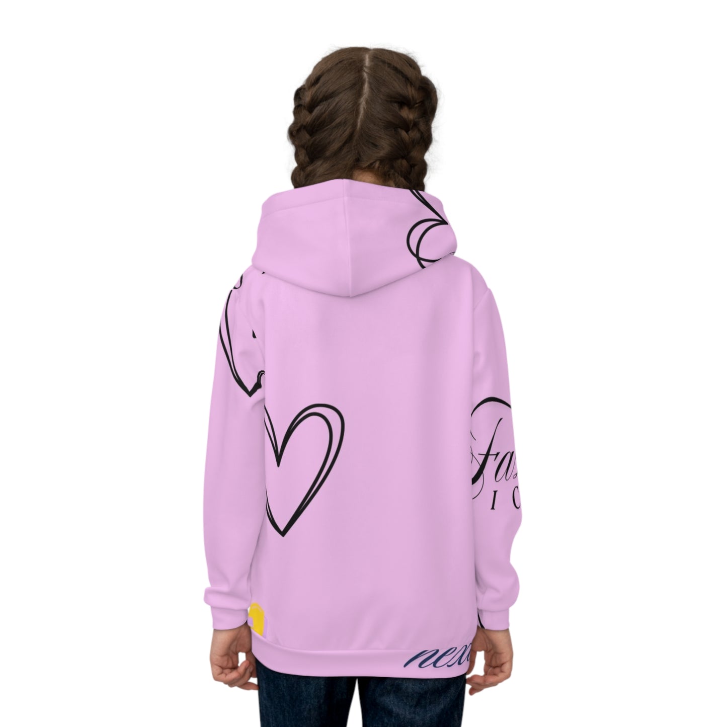 Kids Pink Fashion Hoodie — 'I Make Fashion' Graphic All-Over Print