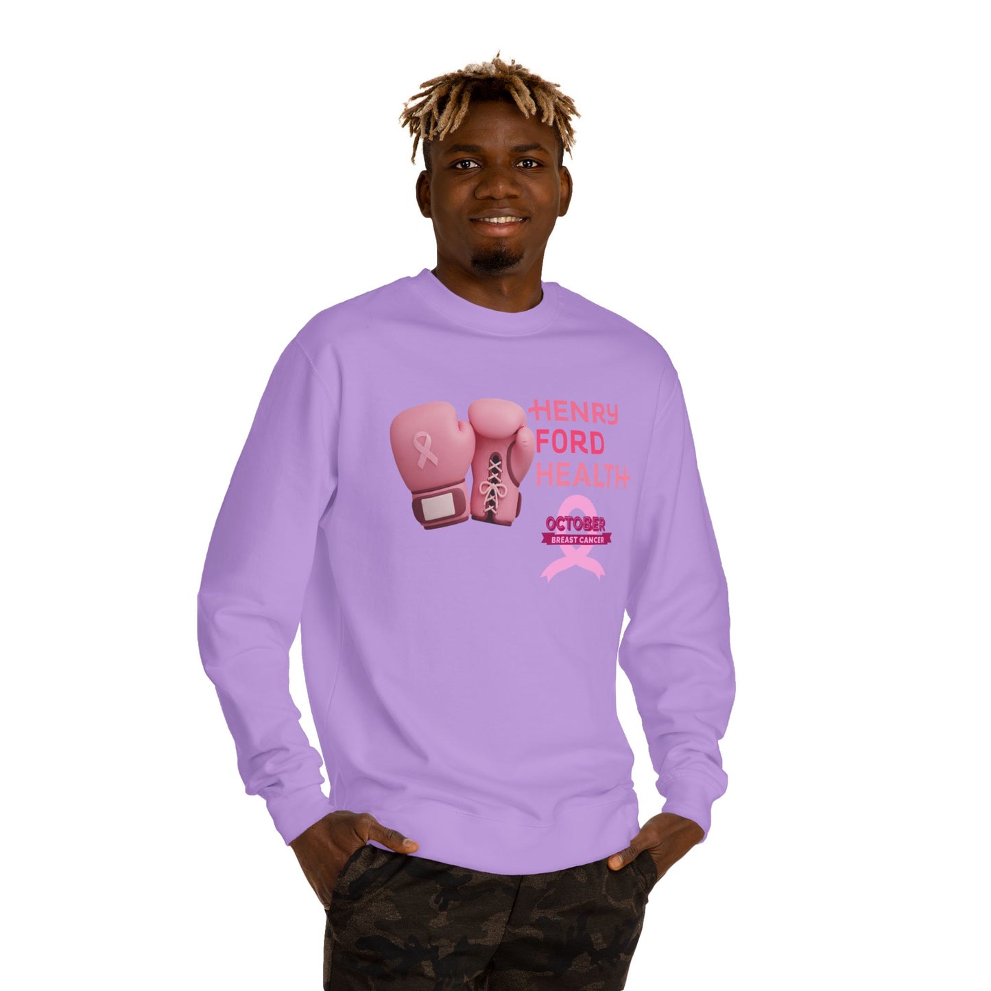 E.V.S breast cancer Unisex Crew Neck Sweatshirt for Cancer Awareness, Support Staff Apparel, Pink Ribbon Gear, October Fundraiser, Empowering Health Wear