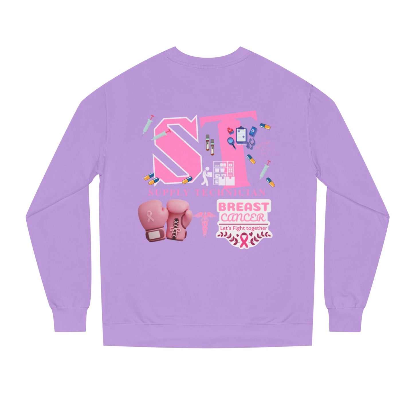 Supply technician breast cancer Unisex Crew Neck Sweatshirt for Cancer Awareness, Support Staff Apparel, Pink Ribbon Gear, October Fundraiser, Empowering Health Wear