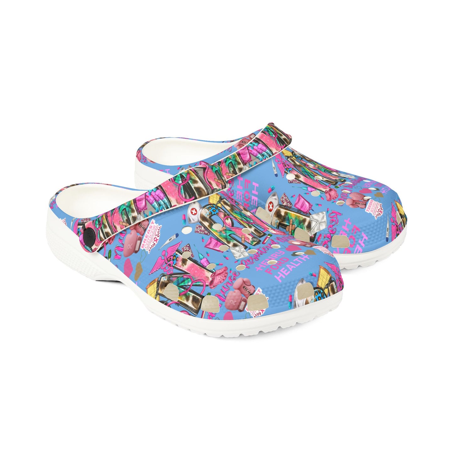 Henry Ford health Foam Crocs for Fun Comfort, Cute Garden Shoes, Trendy Summer Footwear, Perfect for Kids and Adults, Fun Gift Idea