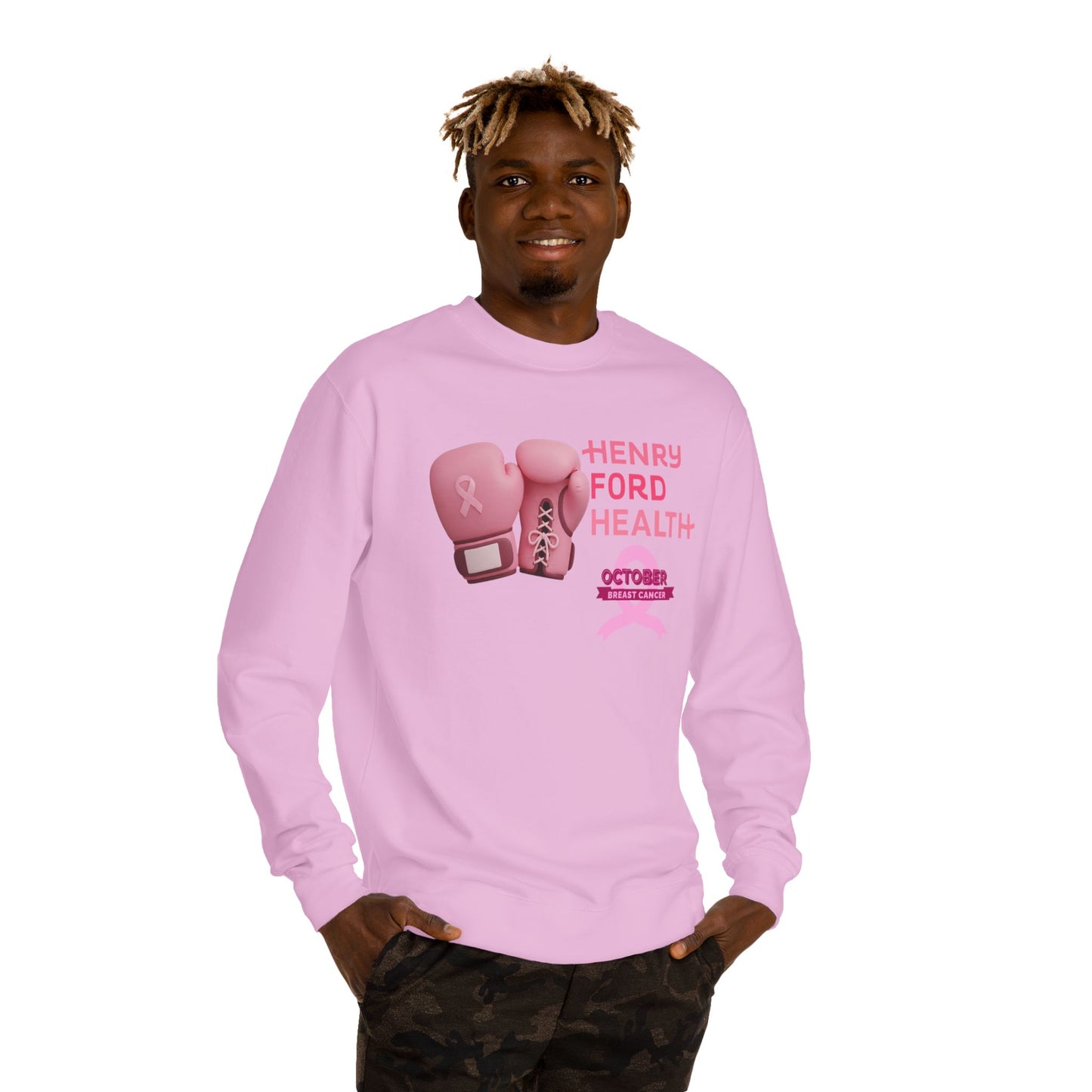 Vinetta Emergency department tech breast cancer Unisex Crew Neck Sweatshirt for Cancer Awareness, Support Staff Apparel, Pink Ribbon Gear, October Fundraiser, Empowering Health Wear