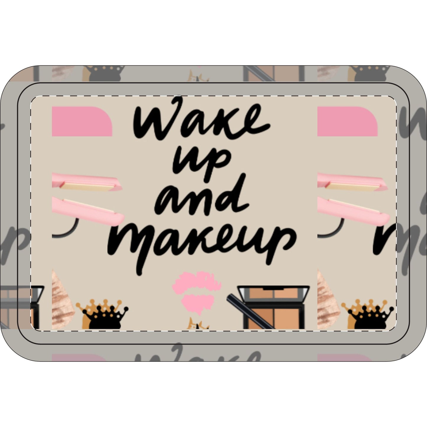 Toilet Seat & Lid Cover Set — "Queen Wake Up and Makeup" Cosmetic Vanity Print