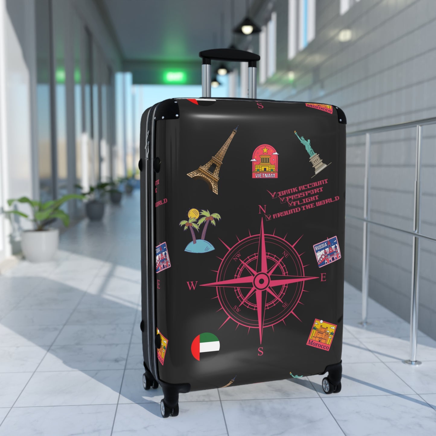 Around the world” Travel Suitcase Passport Bank Account Flight Around the World Checklist Hoodie
