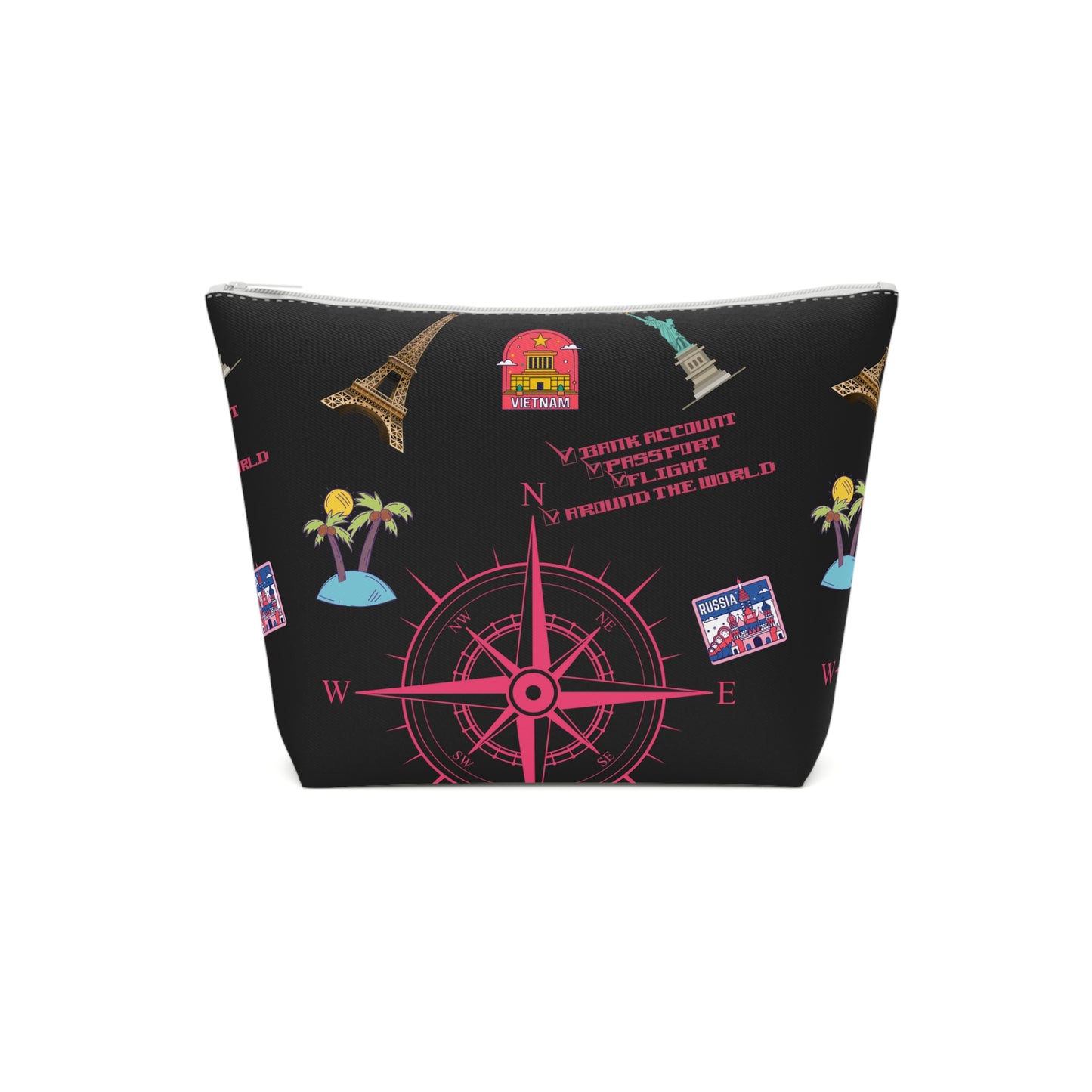 Around the world Adventure Awaits Travel Cosmetic Bag – Stylish Toiletry Organizer for Wanderlust Enthusiasts