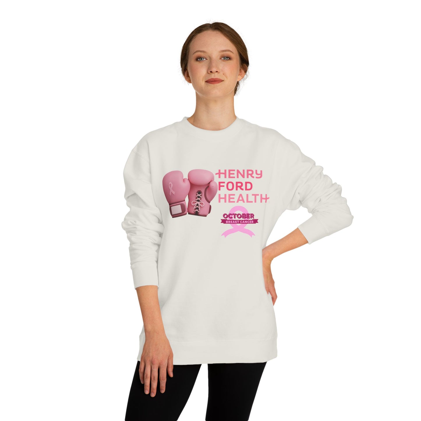 Vinetta Emergency department tech breast cancer Unisex Crew Neck Sweatshirt for Cancer Awareness, Support Staff Apparel, Pink Ribbon Gear, October Fundraiser, Empowering Health Wear