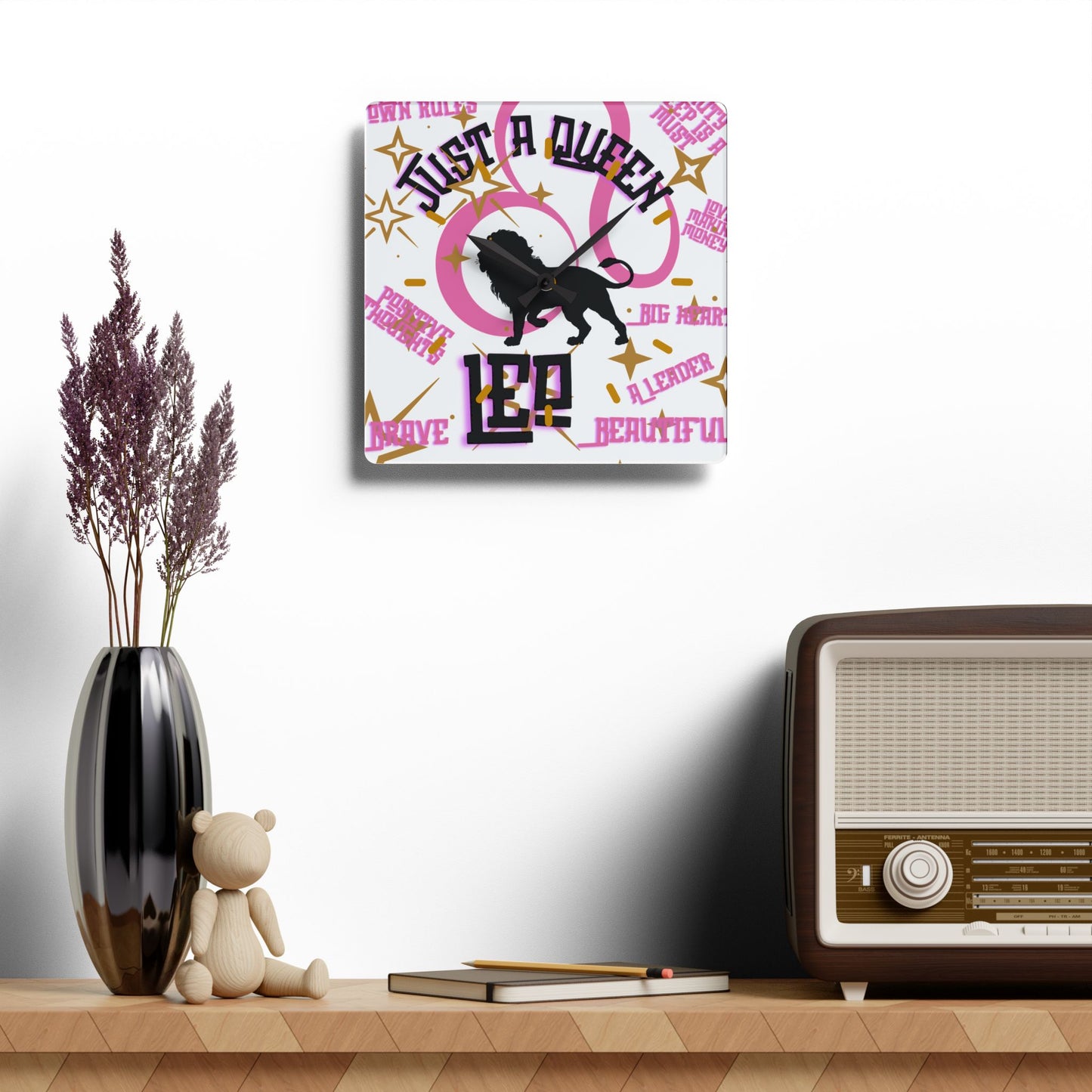 Just A Queen Acrylic Wall Clock, Unique Decor, Gift for Her, Inspirational Home Accent, Birthday Present for Women