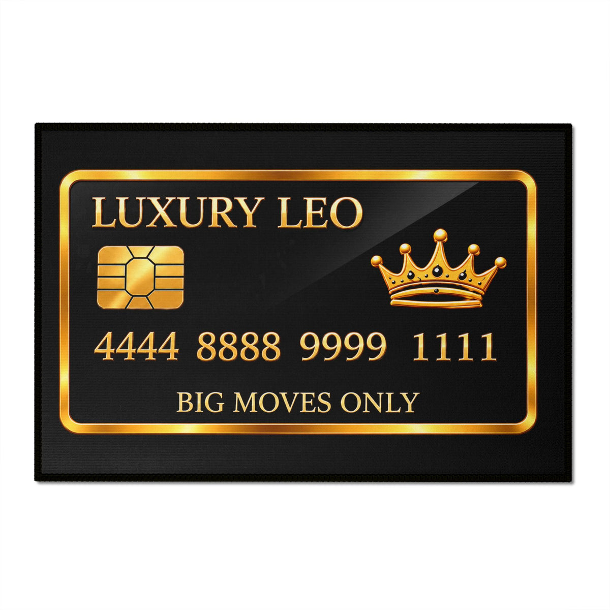 Luxury Leo Chenille Rug — Black & Gold Credit Card Design ("Big Moves Only")