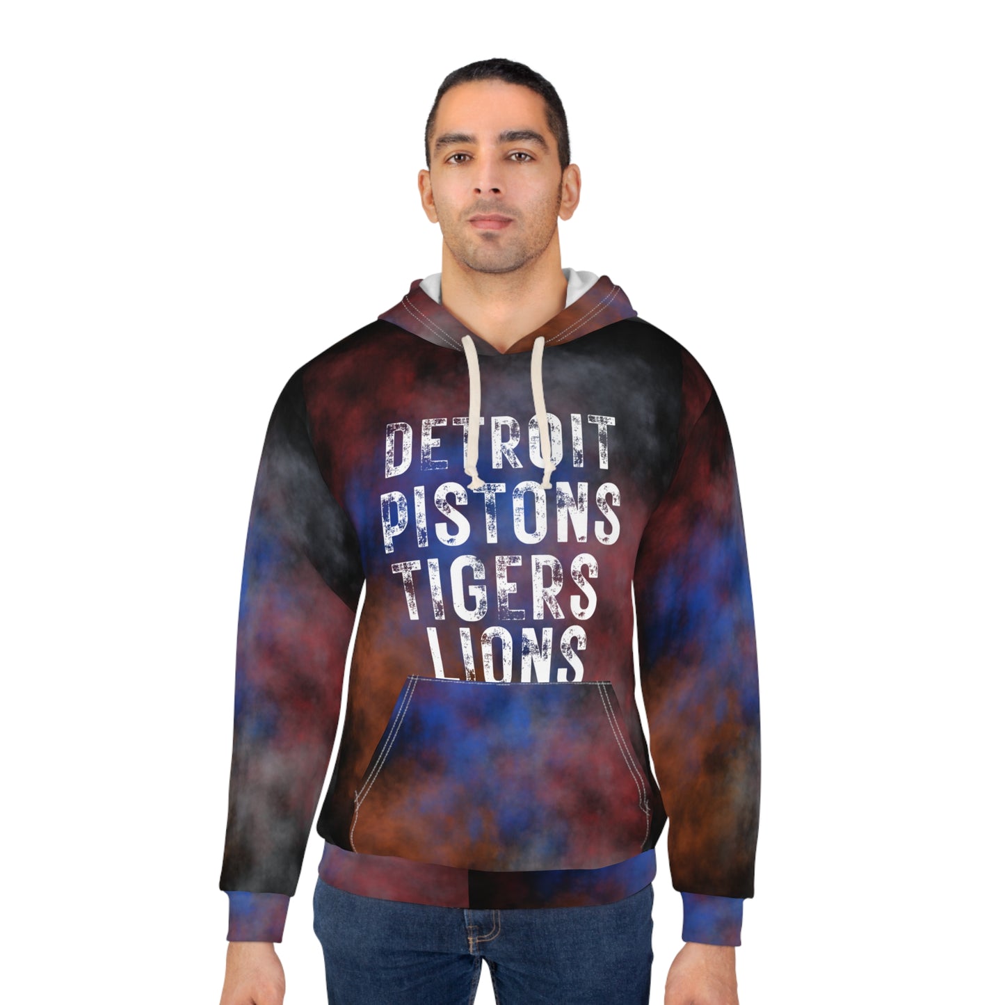 Detroit sports All-Over Print Hoodie — Team Names Smoke Graphic