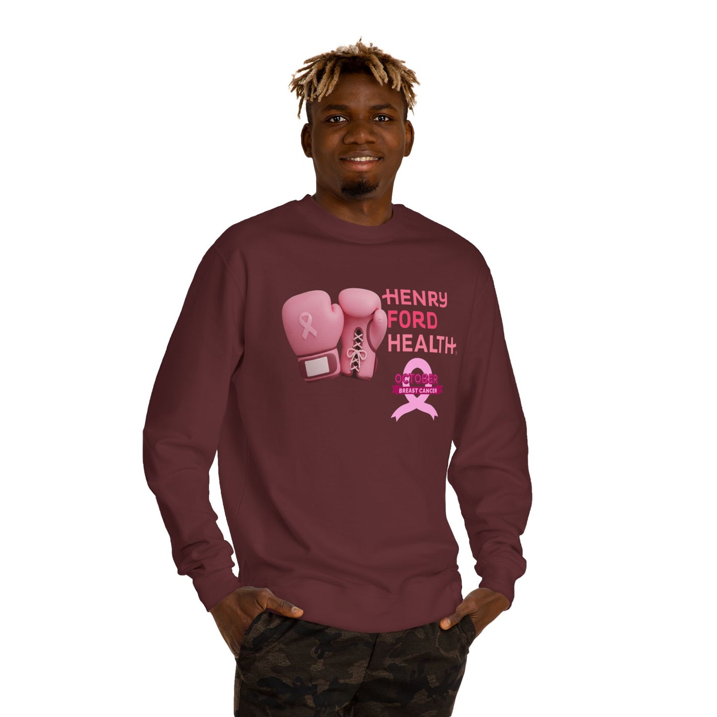 Vinetta Emergency department tech breast cancer Unisex Crew Neck Sweatshirt for Cancer Awareness, Support Staff Apparel, Pink Ribbon Gear, October Fundraiser, Empowering Health Wear