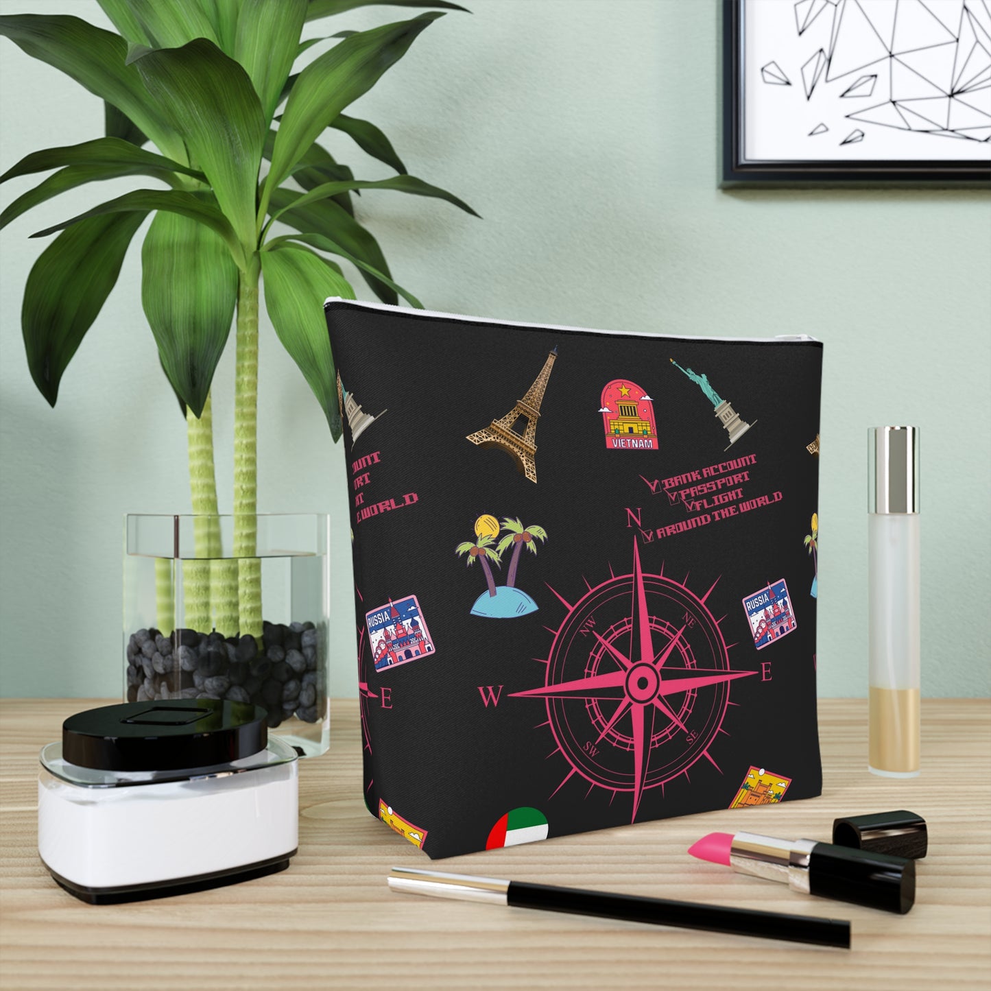Around the world Adventure Awaits Travel Cosmetic Bag – Stylish Toiletry Organizer for Wanderlust Enthusiasts