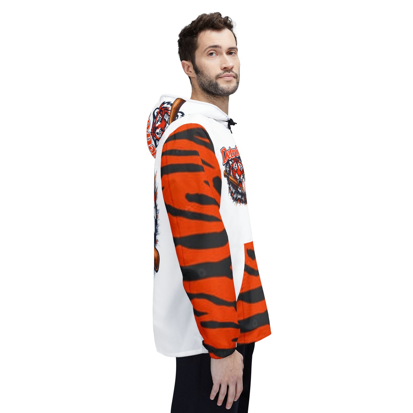 Detroit T Stripe Windbreaker Jacket - Baseball Team Hoodie