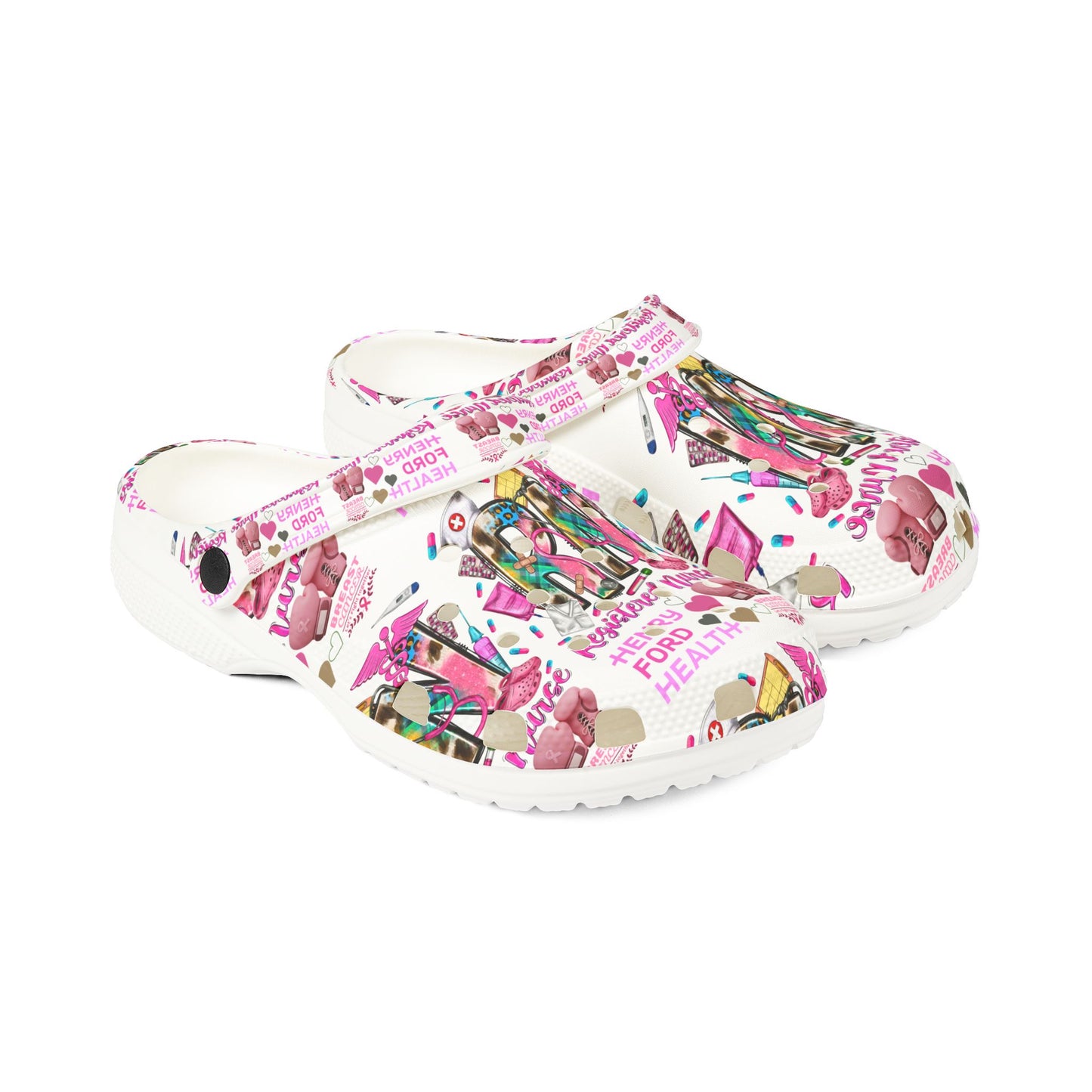 Henry Ford health Foam Crocs for Fun Comfort, Cute Garden Shoes, Trendy Summer Footwear, Perfect for Kids and Adults, Fun Gift Idea