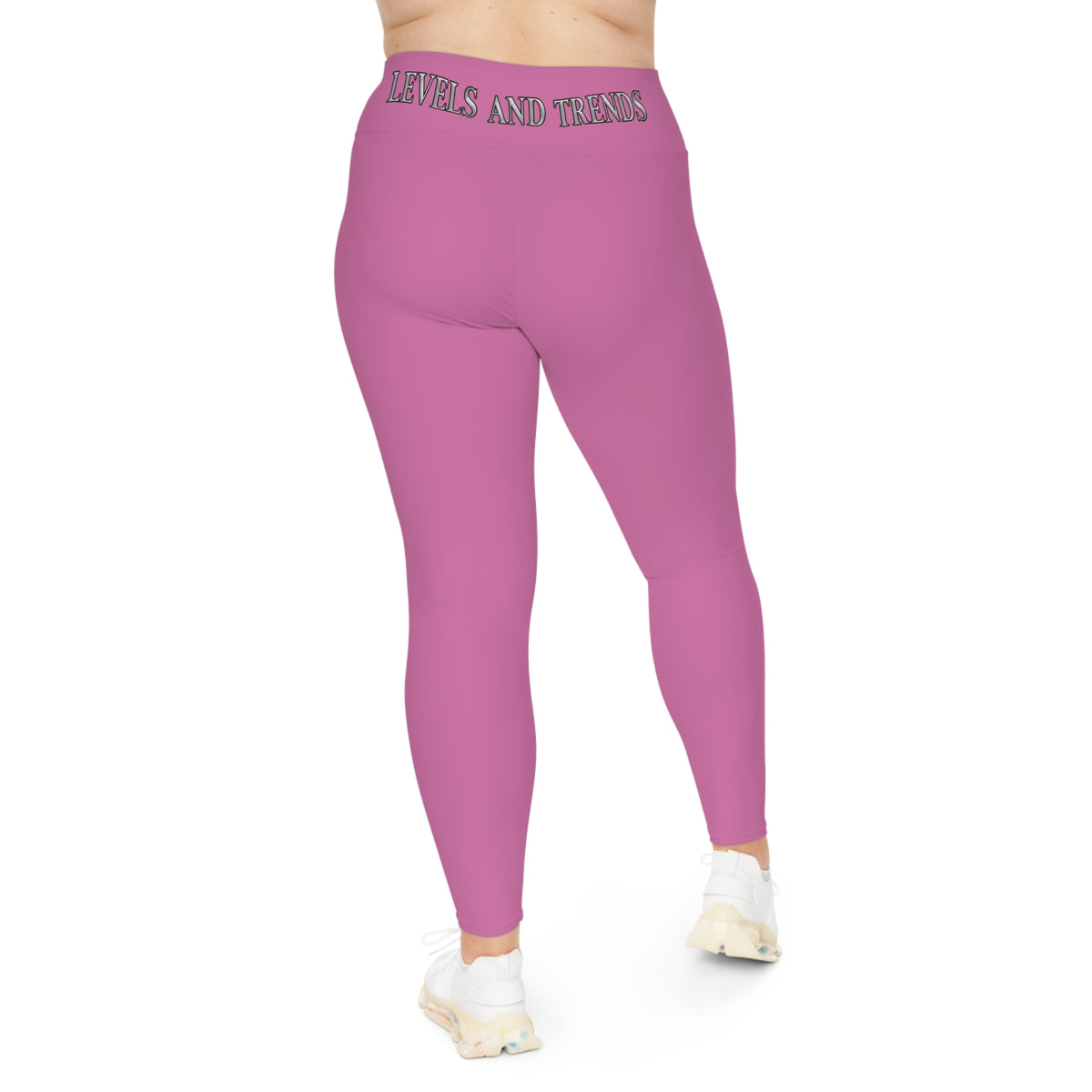 Plus Size Leggings —pink 'Levels and Trends' All-Over Print