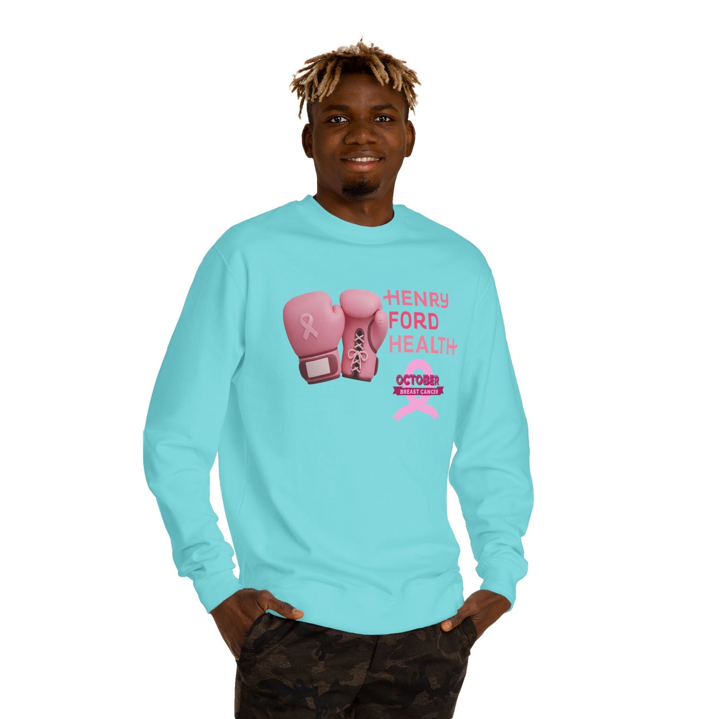 E.V.S breast cancer Unisex Crew Neck Sweatshirt for Cancer Awareness, Support Staff Apparel, Pink Ribbon Gear, October Fundraiser, Empowering Health Wear