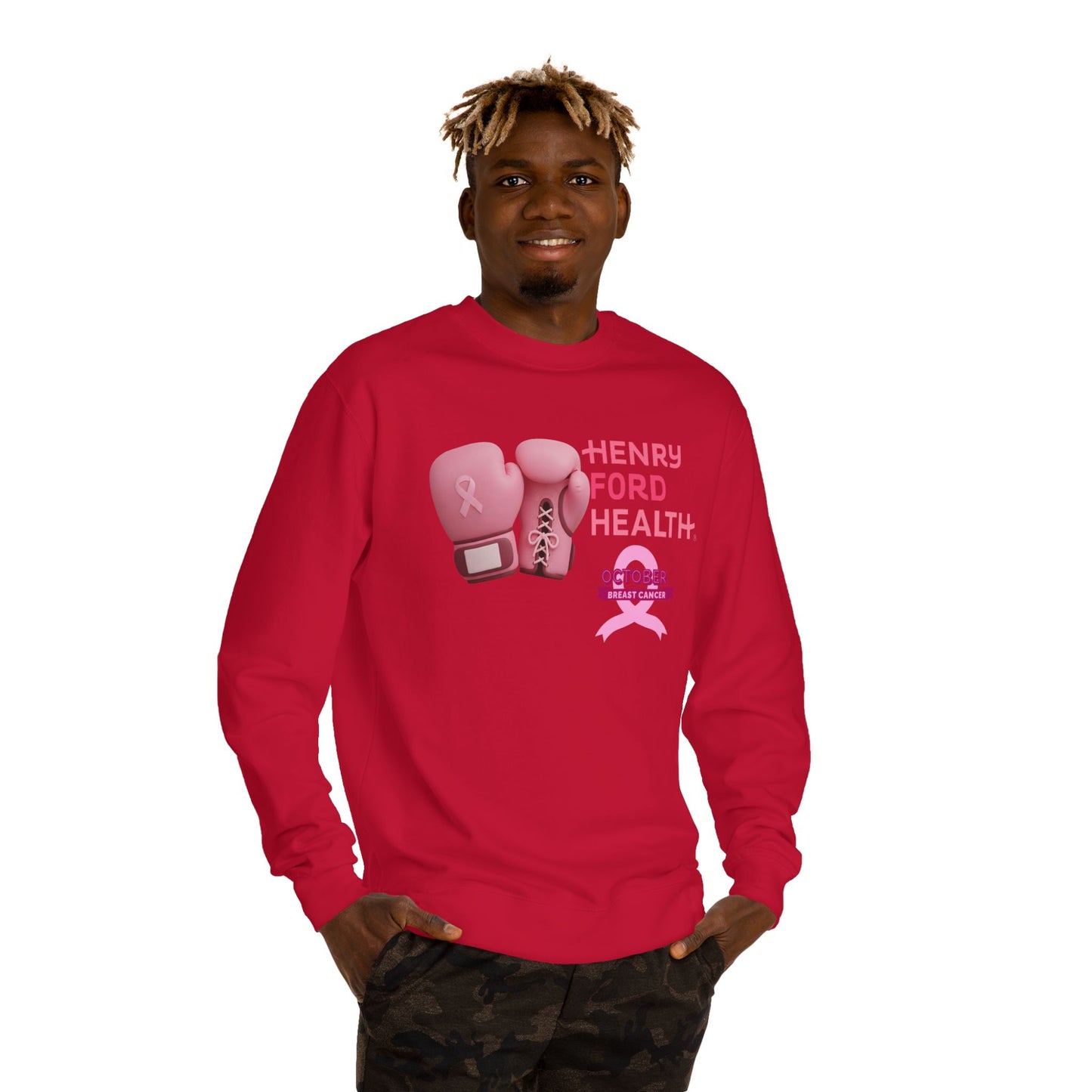 Vinetta Emergency department tech breast cancer Unisex Crew Neck Sweatshirt for Cancer Awareness, Support Staff Apparel, Pink Ribbon Gear, October Fundraiser, Empowering Health Wear