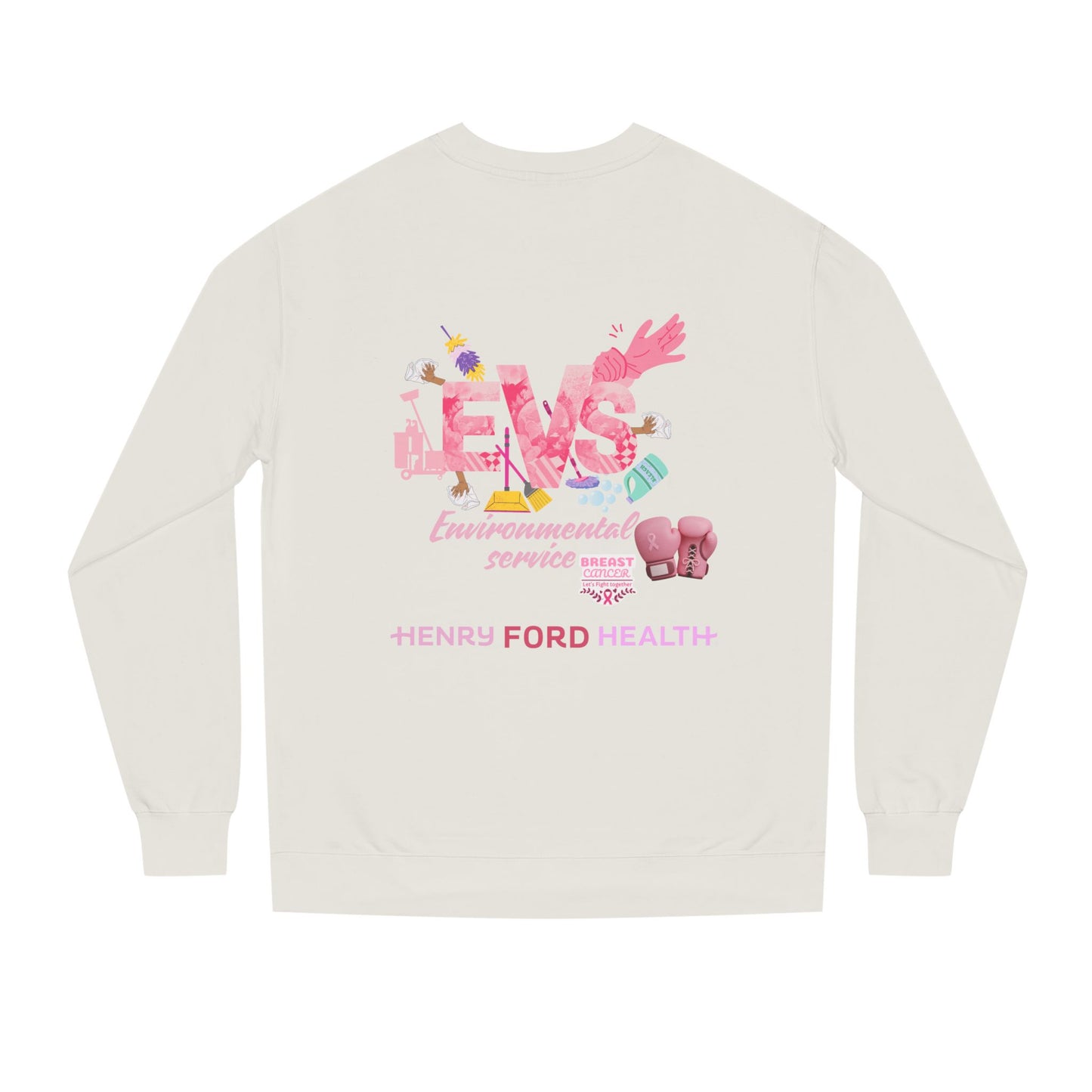 E.V.S breast cancer Unisex Crew Neck Sweatshirt for Cancer Awareness, Support Staff Apparel, Pink Ribbon Gear, October Fundraiser, Empowering Health Wear