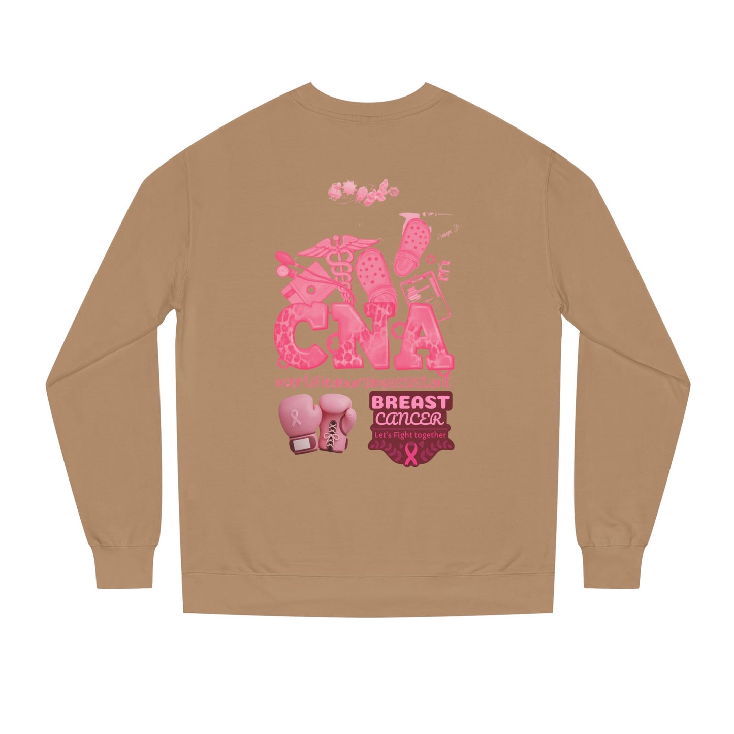 CNA’s breast cancer Unisex Crew Neck Sweatshirt for Cancer Awareness, Support Staff Apparel, Pink Ribbon Gear, October Fundraiser, Empowering Health Wear
