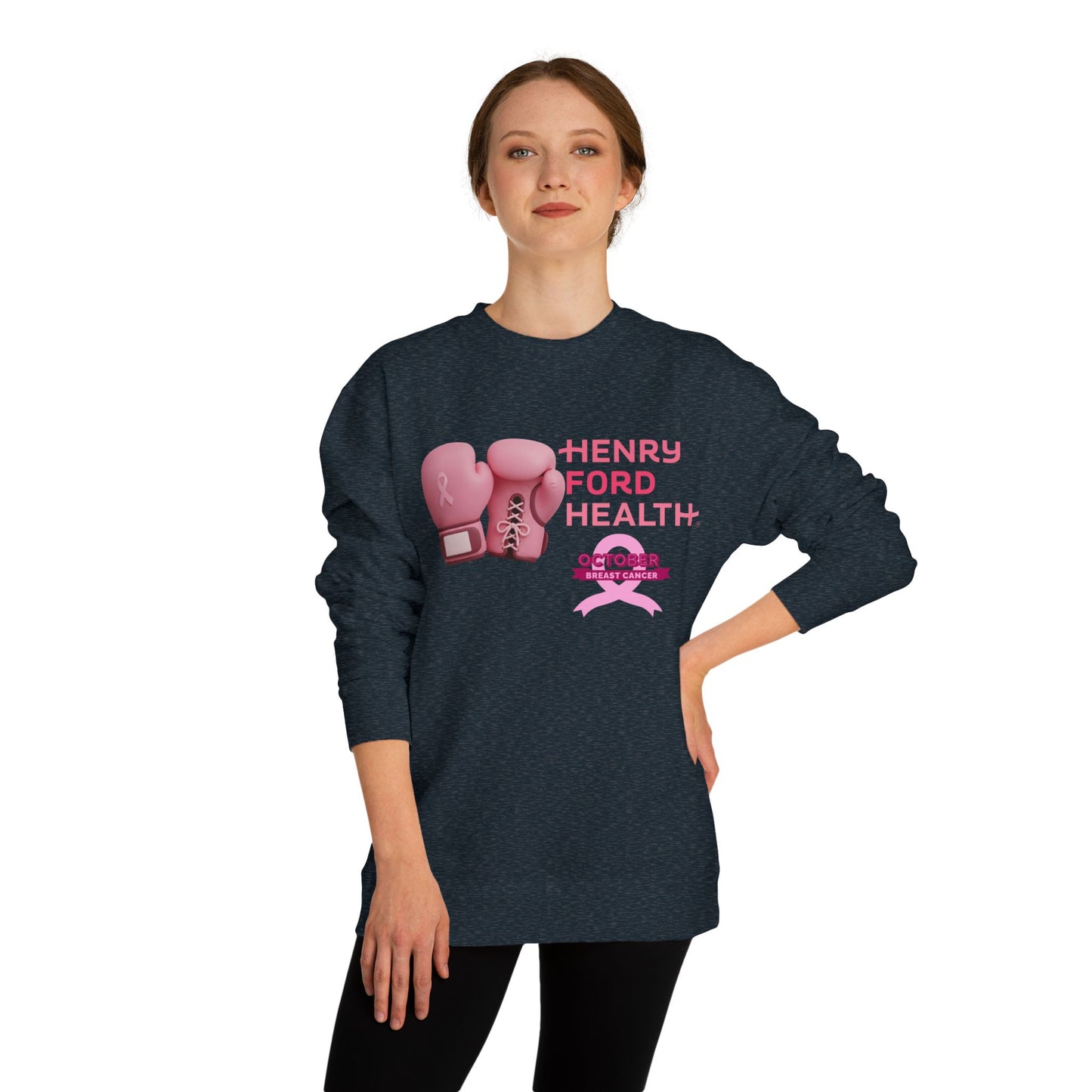 Vinetta Emergency department tech breast cancer Unisex Crew Neck Sweatshirt for Cancer Awareness, Support Staff Apparel, Pink Ribbon Gear, October Fundraiser, Empowering Health Wear