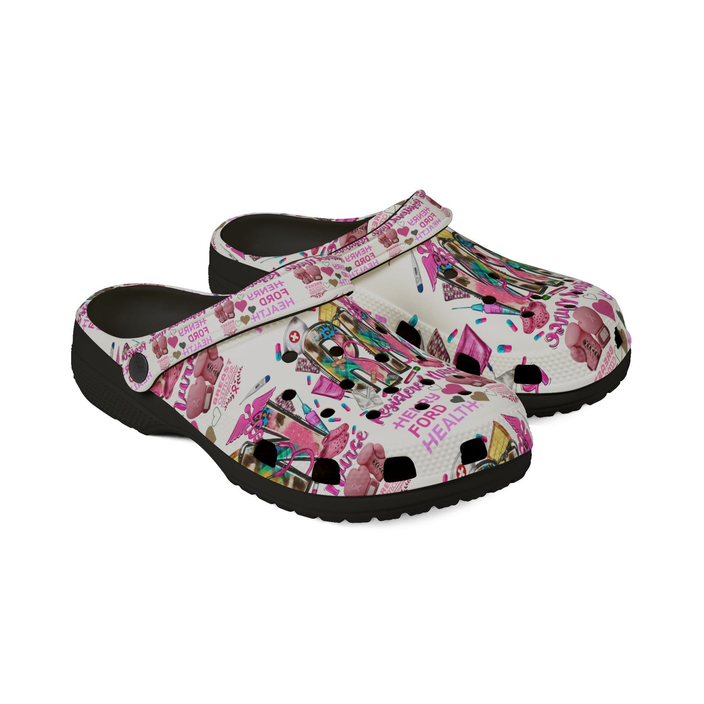 Henry Ford health Foam Crocs for Fun Comfort, Cute Garden Shoes, Trendy Summer Footwear, Perfect for Kids and Adults, Fun Gift Idea