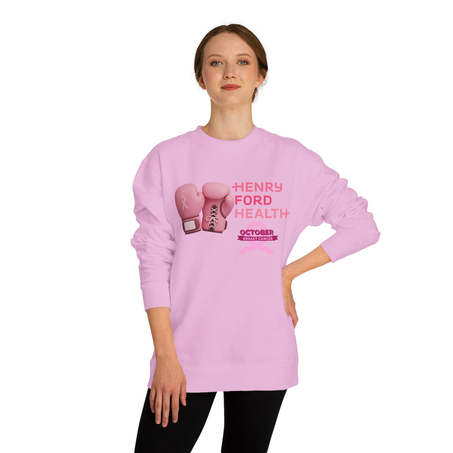 E.V.S breast cancer Unisex Crew Neck Sweatshirt for Cancer Awareness, Support Staff Apparel, Pink Ribbon Gear, October Fundraiser, Empowering Health Wear