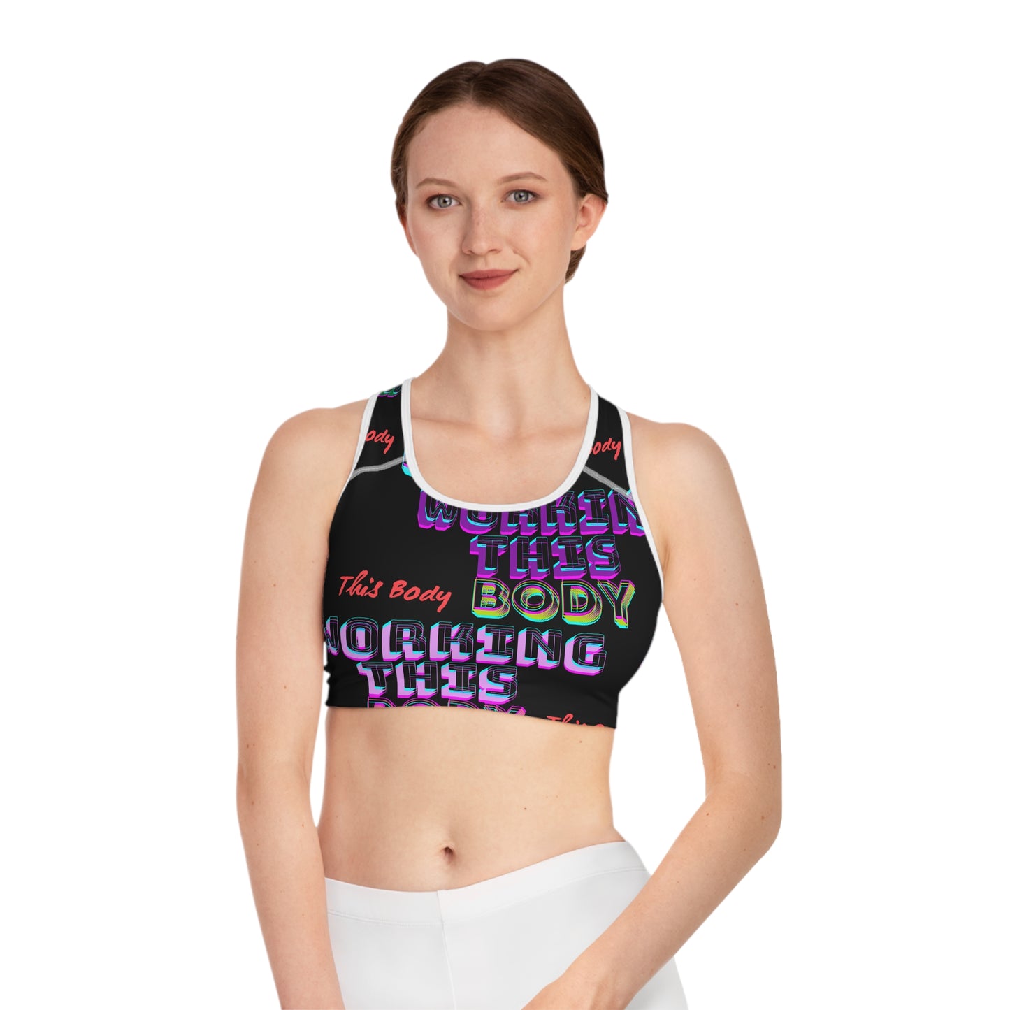 Trendy Sports Bra - Working this Body Motivational Activewear, Fitness, Gym, Workout, Gifts, Athleisure