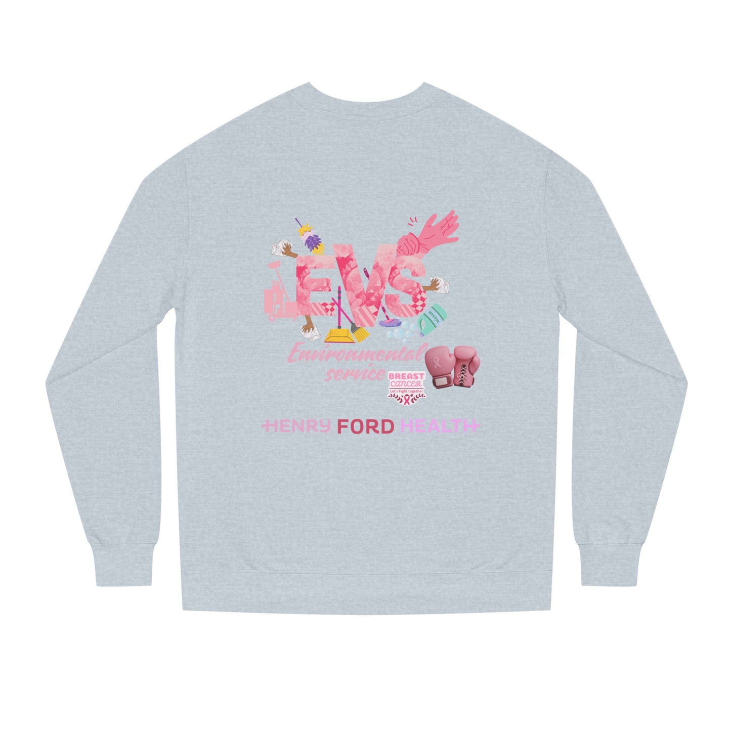 E.V.S breast cancer Unisex Crew Neck Sweatshirt for Cancer Awareness, Support Staff Apparel, Pink Ribbon Gear, October Fundraiser, Empowering Health Wear