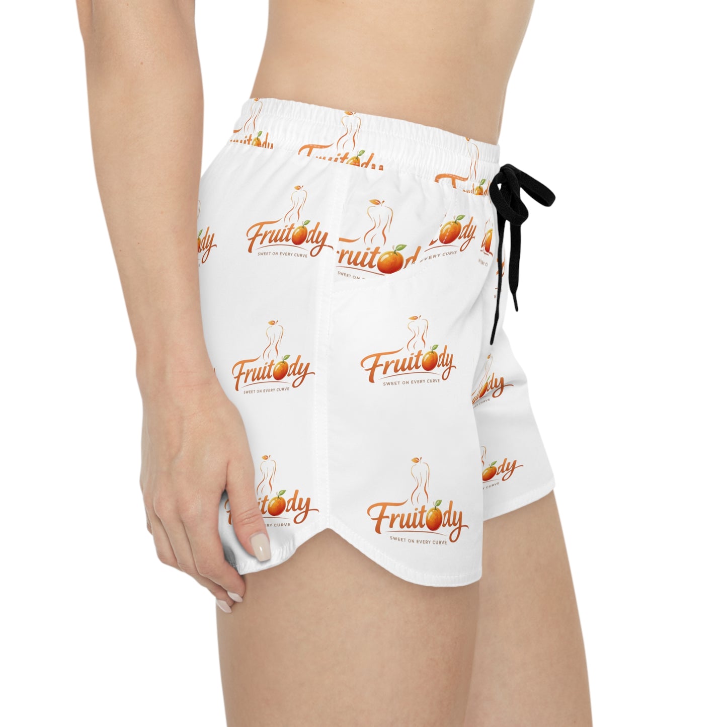 Fruitody Orange-Women's Casual Shorts — White All-Over Print