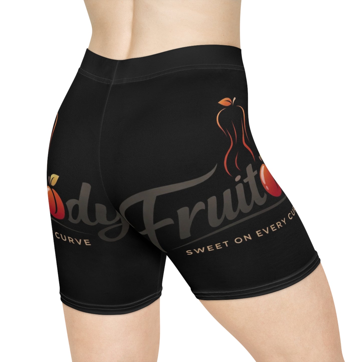 Fruitbody Apple- Women’s Biker Shorts — 'Fruitbody' Peach Graphic Activewear
