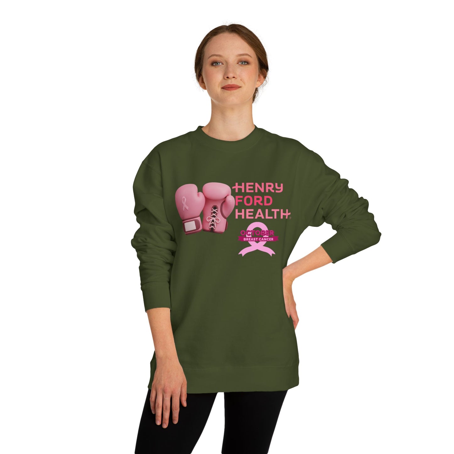 Vinetta Emergency department tech breast cancer Unisex Crew Neck Sweatshirt for Cancer Awareness, Support Staff Apparel, Pink Ribbon Gear, October Fundraiser, Empowering Health Wear