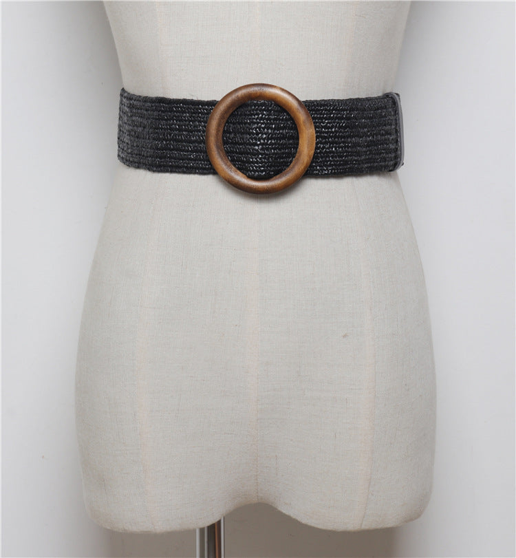 Bohemian Woven Belt with Round Buckle for Dresses