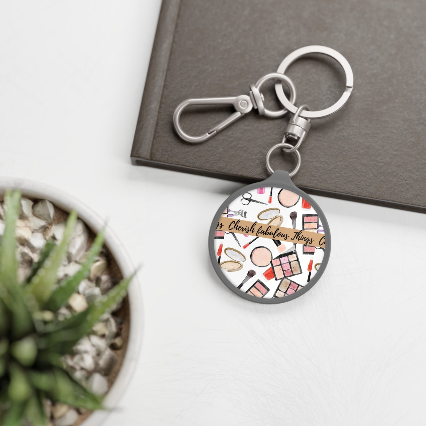 Cherish Chic Makeup Keyring Tag | Stylish Accessory, Custom Gift for Beauty Lovers, Keychain Charm, Personalized Makeup Tag, Fun Gift Idea
