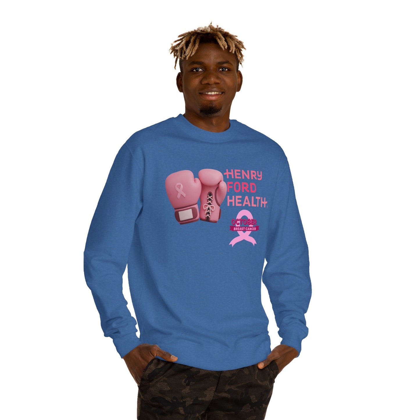 E.V.S breast cancer Unisex Crew Neck Sweatshirt for Cancer Awareness, Support Staff Apparel, Pink Ribbon Gear, October Fundraiser, Empowering Health Wear
