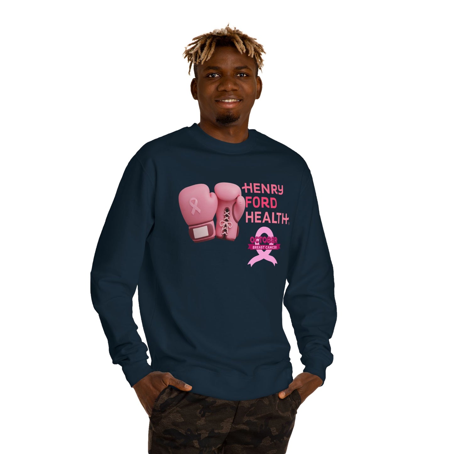 E.V.S breast cancer Unisex Crew Neck Sweatshirt for Cancer Awareness, Support Staff Apparel, Pink Ribbon Gear, October Fundraiser, Empowering Health Wear