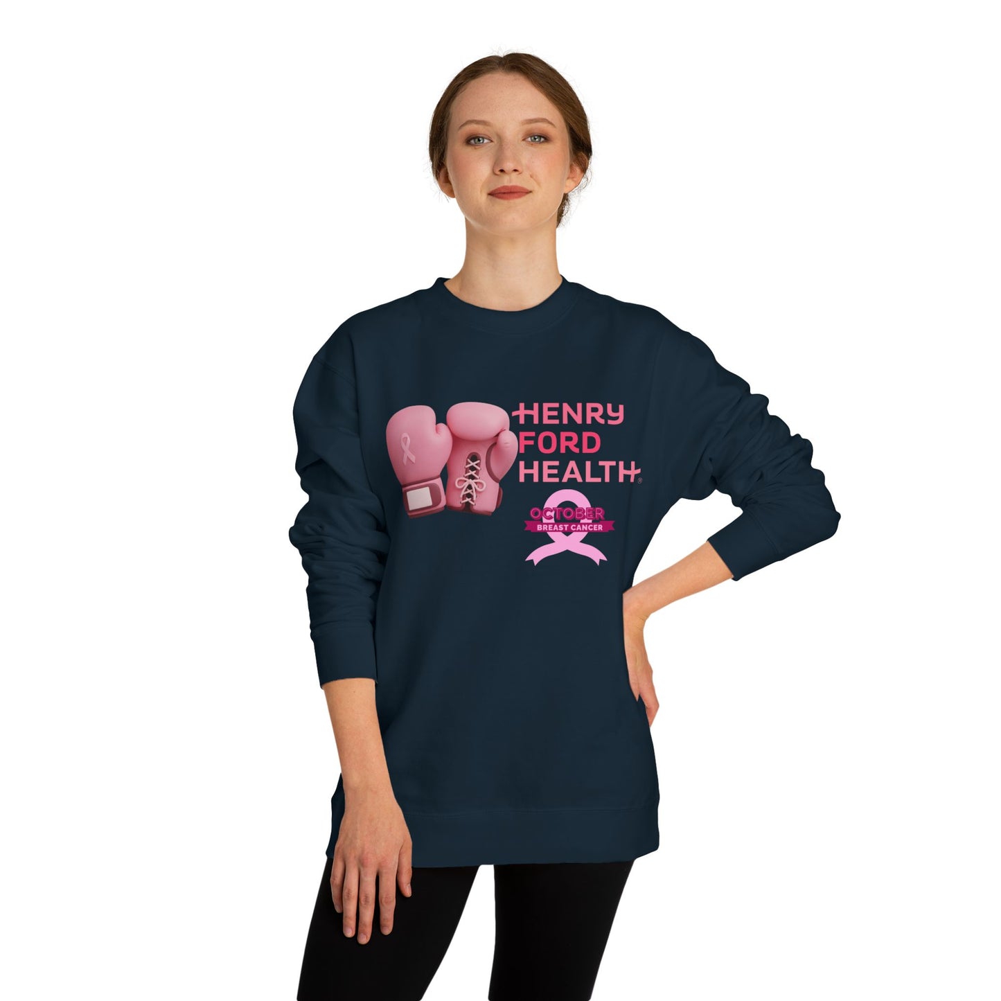 E.V.S breast cancer Unisex Crew Neck Sweatshirt for Cancer Awareness, Support Staff Apparel, Pink Ribbon Gear, October Fundraiser, Empowering Health Wear