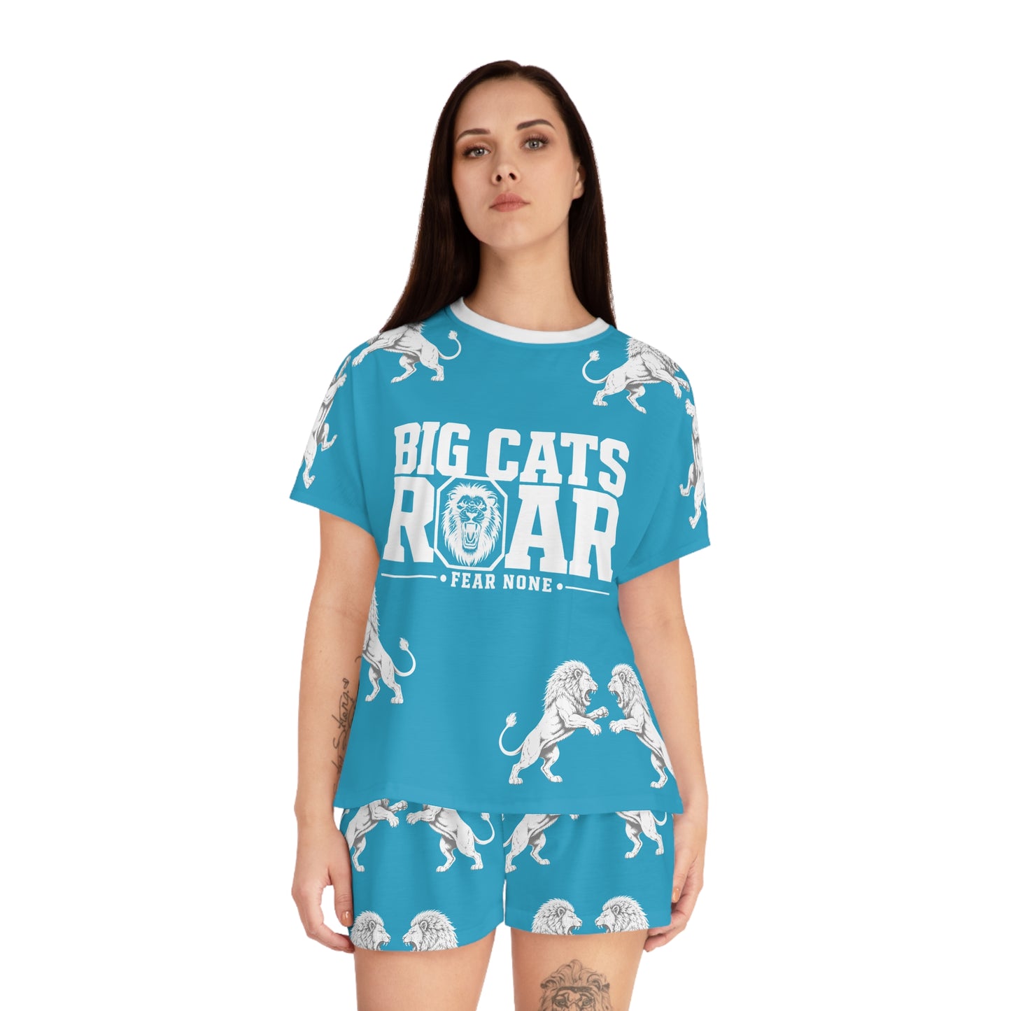 Big Cats Roar Women's Pajama Set — Fear None Printed Short Sleepwear