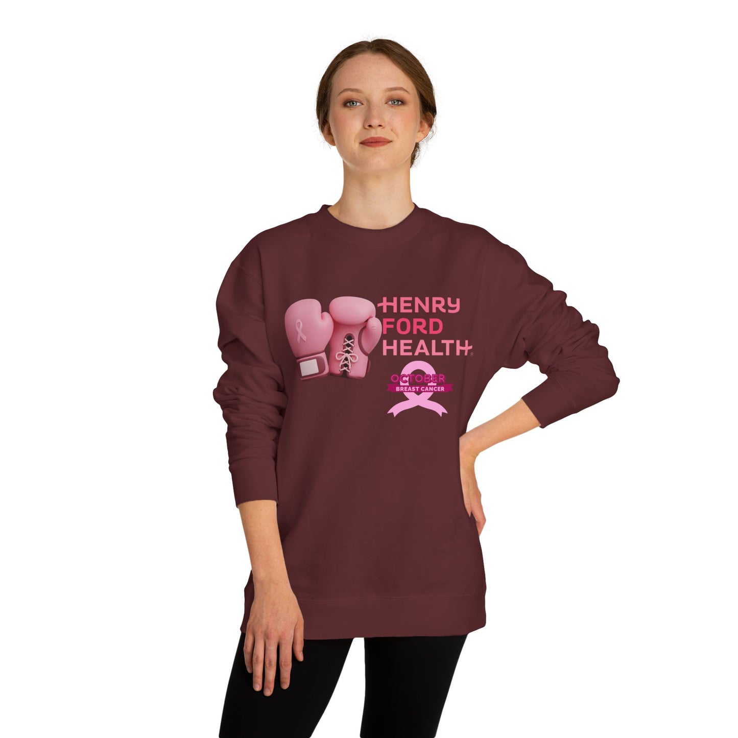 Vinetta Emergency department tech breast cancer Unisex Crew Neck Sweatshirt for Cancer Awareness, Support Staff Apparel, Pink Ribbon Gear, October Fundraiser, Empowering Health Wear