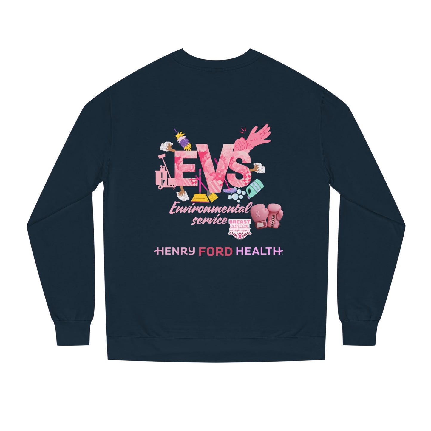 E.V.S breast cancer Unisex Crew Neck Sweatshirt for Cancer Awareness, Support Staff Apparel, Pink Ribbon Gear, October Fundraiser, Empowering Health Wear