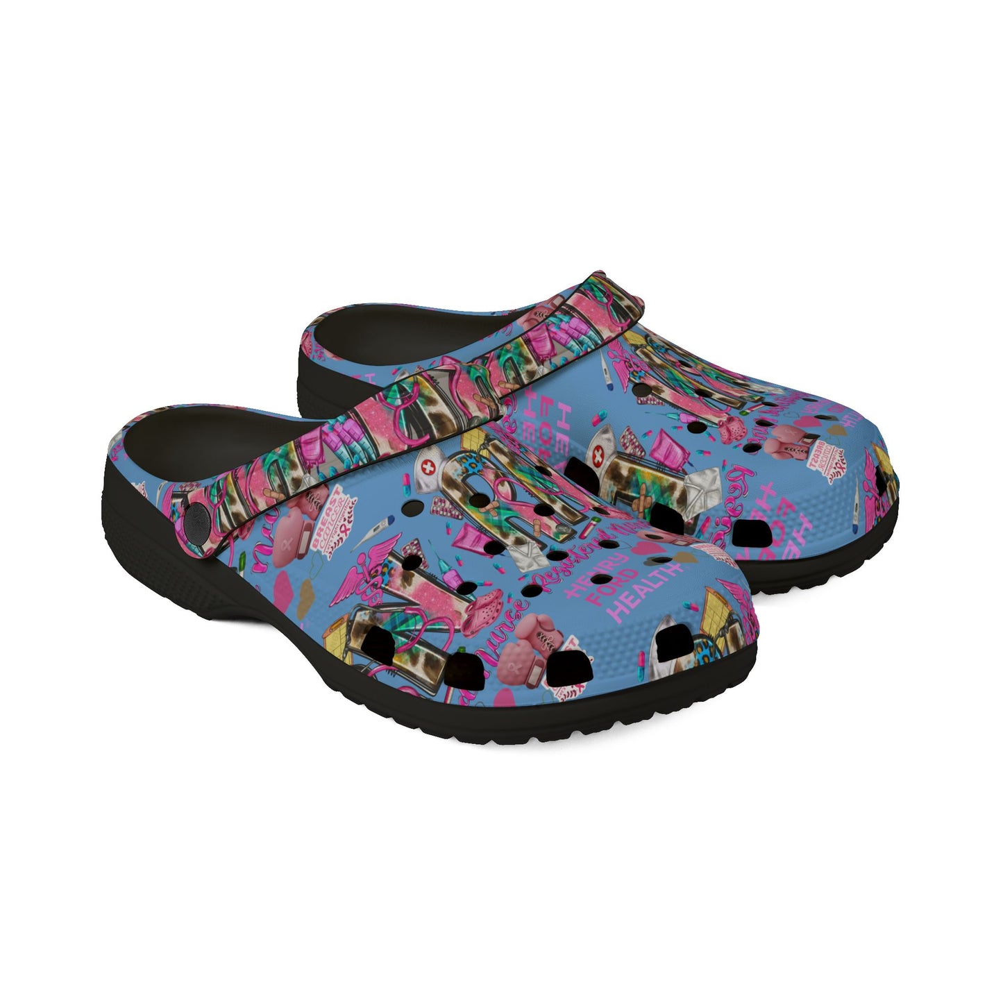 Henry Ford health Foam Crocs for Fun Comfort, Cute Garden Shoes, Trendy Summer Footwear, Perfect for Kids and Adults, Fun Gift Idea