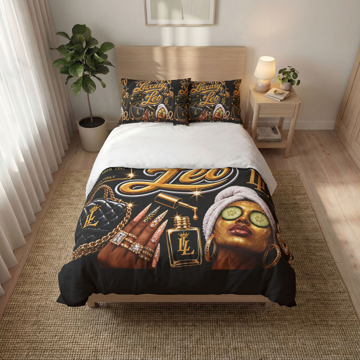 Leo Luxury Quilt Cover Set — Zodiac Luxe Bedding with "Luxury Leo" Design