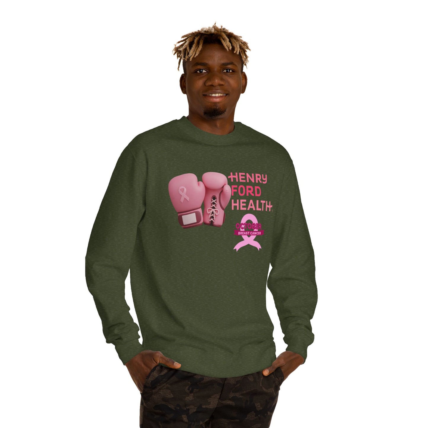 E.V.S breast cancer Unisex Crew Neck Sweatshirt for Cancer Awareness, Support Staff Apparel, Pink Ribbon Gear, October Fundraiser, Empowering Health Wear