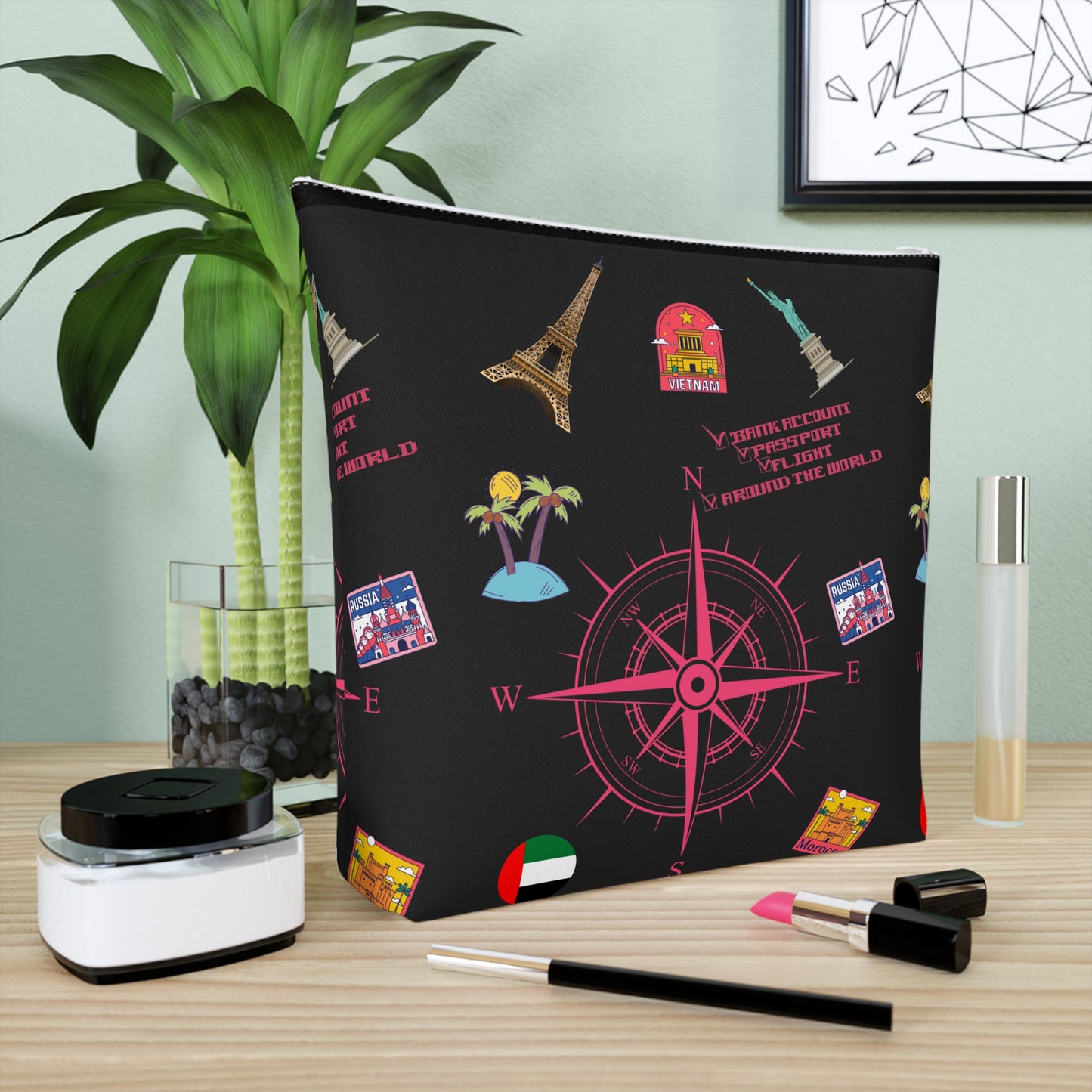 Around the world Adventure Awaits Travel Cosmetic Bag – Stylish Toiletry Organizer for Wanderlust Enthusiasts