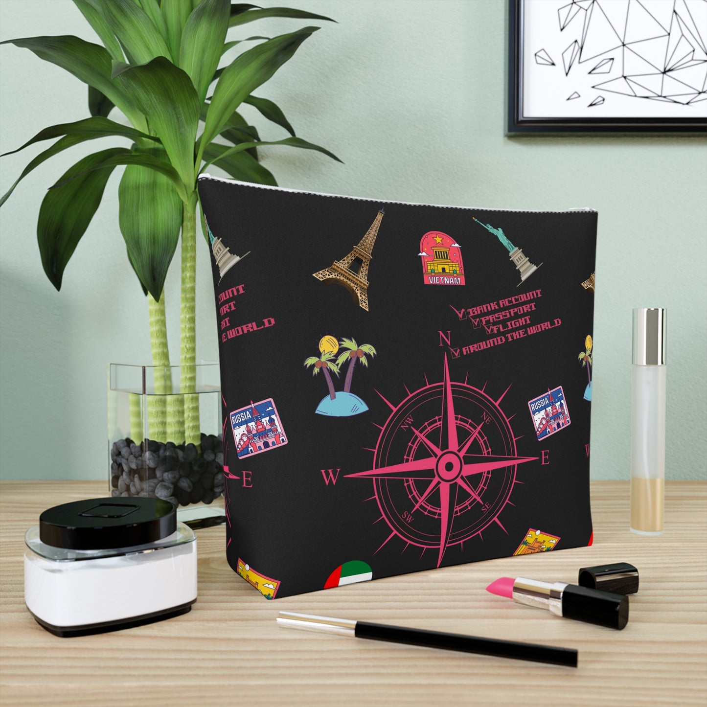 Around the world Adventure Awaits Travel Cosmetic Bag – Stylish Toiletry Organizer for Wanderlust Enthusiasts