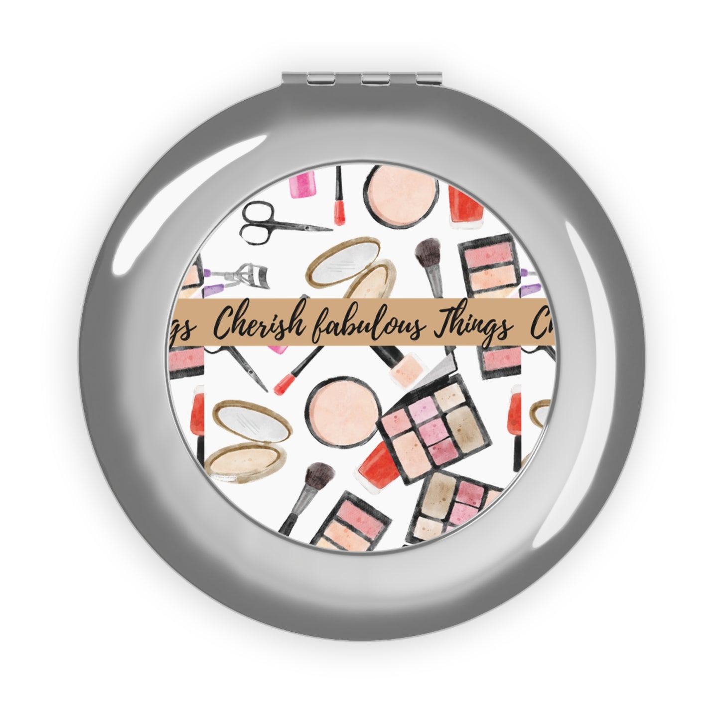 CherishCompact Travel Mirror with Beauty Design - Perfect for Makeup Lovers, Gifts for Her, Daily Essentials, Travel Accessories, Self-Care